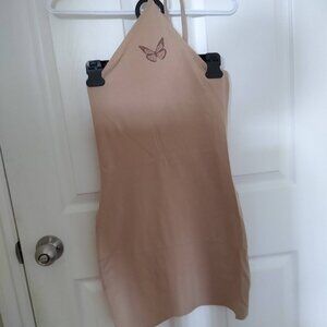 H&M Divided Tan Cotton Halterneck Bodycon Sleeveless Mini dress